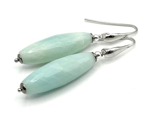 Boucles d'oreilles Amazonite et argent 925, le cadeau idéal pour femme avec pierres de gemmes
