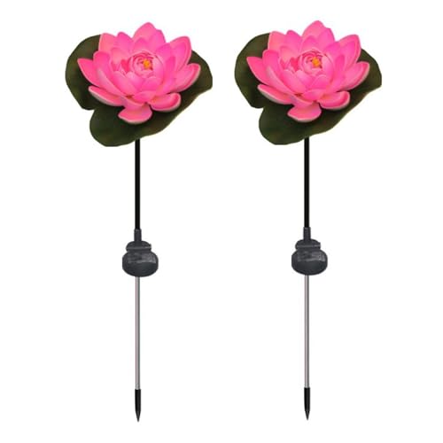 Lampe solaire lotus rose Aolyty lot de 2 étanche pour décoration jardin