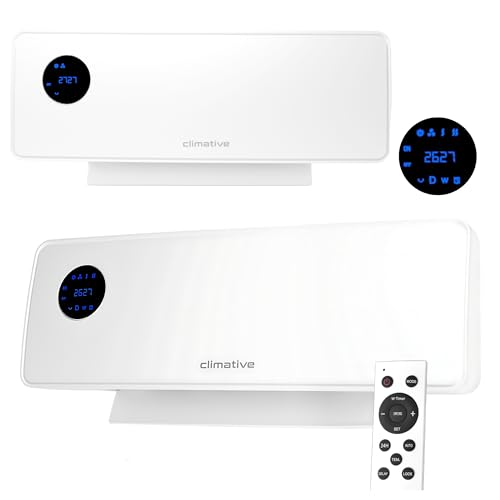 Climative Wand Heizlüfter SwingAir 2000W Wandheizgerät Heizung Heater keramische Wandheizung Elektroheizung Bad mit Oszillation, Wandheizlüfter,...