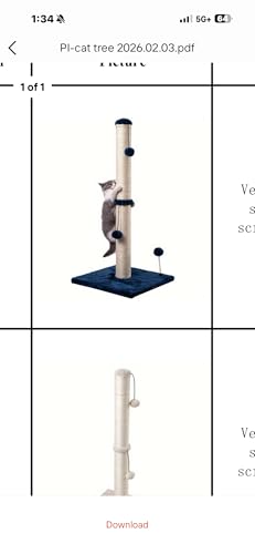 Poste para Gatos de 34 Pulgadas con Cuerda de Sisal y Base de Peluche miniatura 2