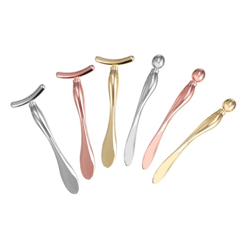 Ipetboom 6 Piezas Cuchara De Facial Profesional Masaje Ojo Primicia De Belleza Cuchara De Maquillaje Portátil Cuchara Para Maquillaje Aleación De Zinc