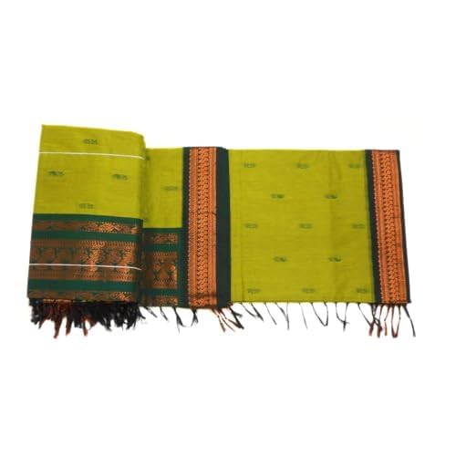 Image of Pure Kalyani Cotton Saree | Zari Border & Blouse Piece - Lata Gadwal Design | Traditional Saree