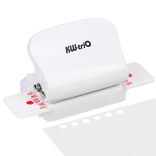 Perforateur 6 trous, perforateur manuel en métal, capacité perforateur 5 feuilles 6mm, colonnes de positionnement mobiles des deux côtés A4/30 trous A5/20 trous B5/26 Cover