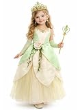 CQDY Disfraz de princesa para niñas, disfraz de hada de Halloween, vestido verde, Tiana 2, 4-5 years