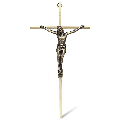 ACHIBANG Gold Crucifix Wall Cross - 10" Catholic Metal Cross with Jesus & INRI, Faith Decor for Wall or Door Display - Image 3