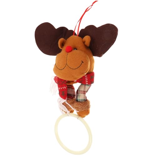 Yardenfun Christmas Towel Ring Hanging Holder Cotton Fabric and Plastic Bathroom Towel Storage Tool for Holiday Decoration Reindeer Design
