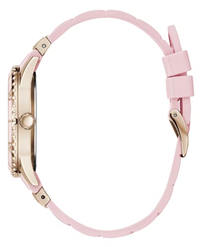 Image of Guess Women's Gold-Tone + Iconic Red Stain Resistant Silicone Watch