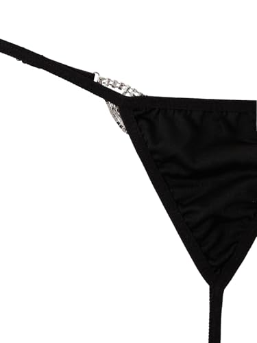 Image of RoseSeek Women's Sparkling Butterfly Chain Underwear Low Rise Cheeky G String Panty