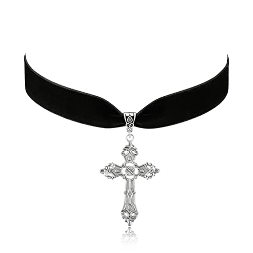 Hexalova Black Velvet Choker Gothic Cross Necklace Goth Choker For Women Cross Choker Necklace Gothic Jewelry For Women Girls (6) #TOP3