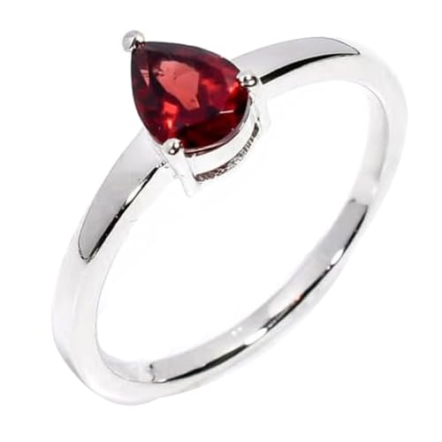 Bague grenat naturel poire et argent 925 le cadeau d'anniversaire fait main idéal
