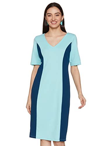 Image of Amazon Brand - Symbol Women's Crepe Bodycon One Piece Midi-Lenght Dress (with Color Block) (Available in Plus Sizes)