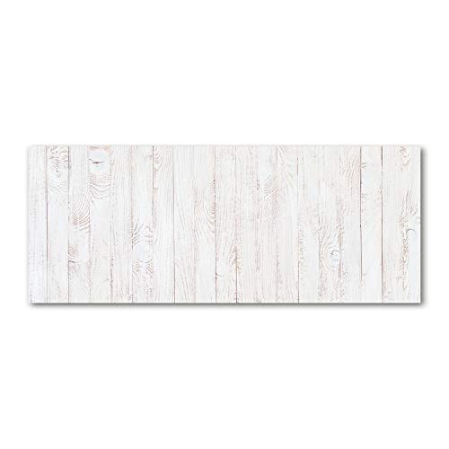 Verre de sécurité trempé 125x50cm blanc fond en bois pour splashback guard et crédence de cuisine