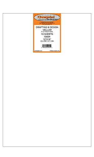 Clearprint 12\" x 18\" 1000H Design Vellum Sheets, 16 lb., 100% Cotton, 10 Sheets Per Pack, 1 Each