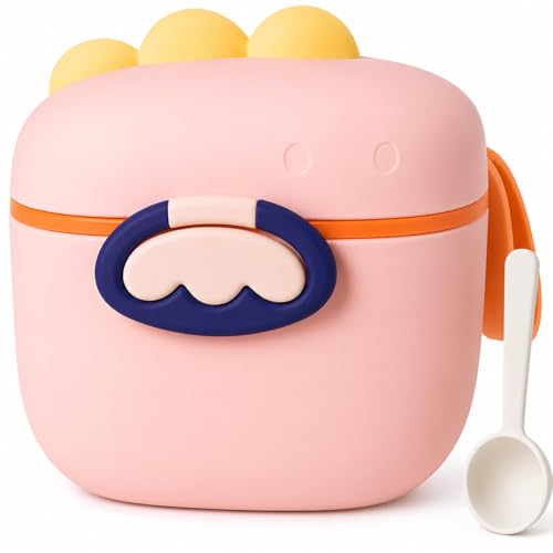 Porta Leite em Pó para Bebê 400ml com Nivelador e Dosador | Dosador de Fórmula Infantil Portátil | Pote Dispensador de Leite em Pó BPA Free | Recipiente para Viagem e Alimentação do Bebê (ROSA)