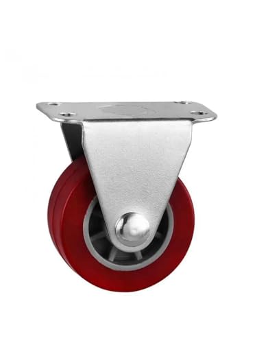 Roulette directionnelle PU rouge meuble silencieuse 38mm vis
