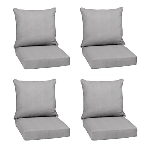 Image of Arden Olefin Outdoor Deep Seat Cushion Set (4-Pack), 24 in x 24 in, Weather-Proof, Rain-Proof, Fade Resistant Patio Cushion for Chair, Sofa, and Couch Paloma Woven Texture