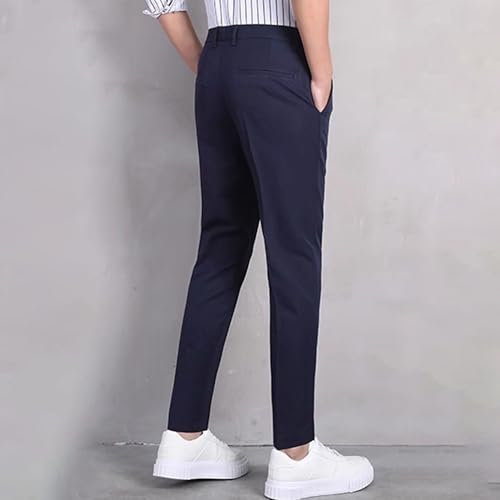 Maiyifu-GJ Men's Slim Fit Straight Leg Dress Pants Ice Silk Casual Solid Suit Pants Business Fashion Lightweight Work Pants3