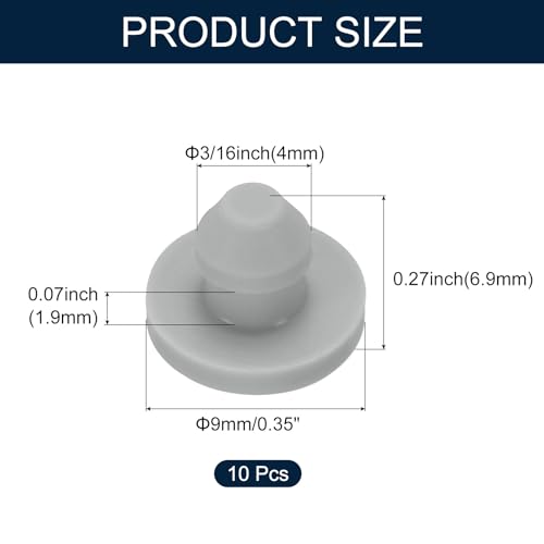 Image of uxcell 10pcs Hole Plug 3 /16 Inch (4mm) Button Plugs Fit for 3.5mm Hole, Snap in Locking Hole Tube Plug Gel Tube Waterproof Plug Tube Plug, Grey
