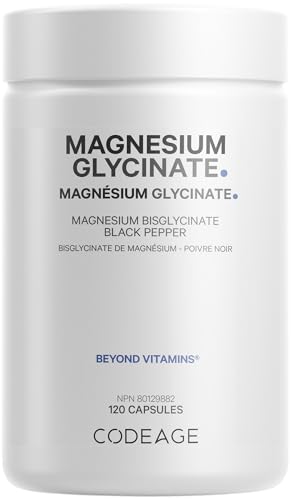 Codeage Magnesium Glycinate Pills - High Absorption Magnesium Bisglycinate Supplement - Black Pepper for Bioavailability, Bisglycinate Mineral Supplement - Non-GMO - 120 Capsules