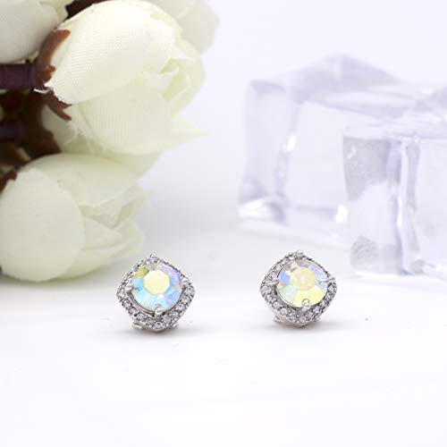 YOQUCOL 7mm Cubic Zirconia Crystal Clip On Square Non Pierced Stud Earrings For Women2