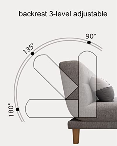 Convertible Sofa Couch Modern Sofa Bed With 2 Throw Pillows Adjustable Backrest Cotton Linen Fabric High-Density Sponge Foldable Sofa For Living Room Office Apartment And Dormitory #TOP2