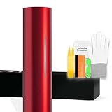 20'x60' (1.6FTx5FT) PET Liquid Metallic Cherry Red Gloss Vinyl Wrap Auto Car Sticker Decal Film Sheet Bubble Free Air Release Technology with Tool Kit