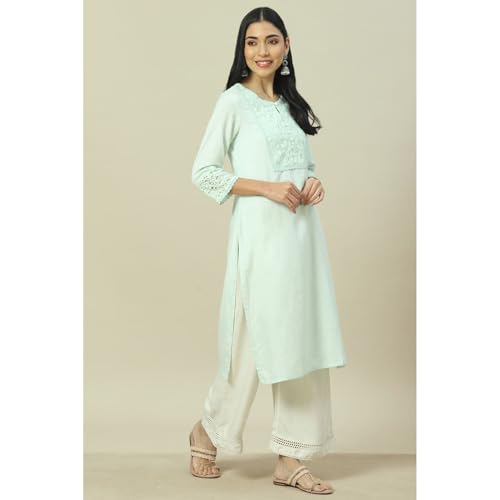 Image of Rangriti Mint Green Liva Straight Kurta for Women