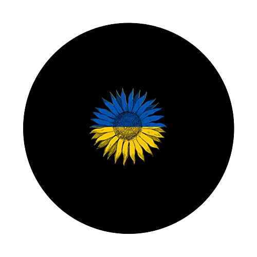 Sunflower Ukraine Flag PopSockets Swappable PopGrip, Black - Image 3