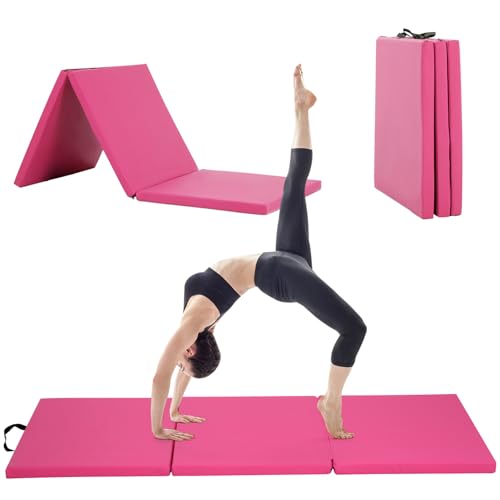 BLKMTY Gymnastics Mats - 2'x6' Folding Exercise & Yoga Mat with Carrying Handles for Kids' Tumbling...