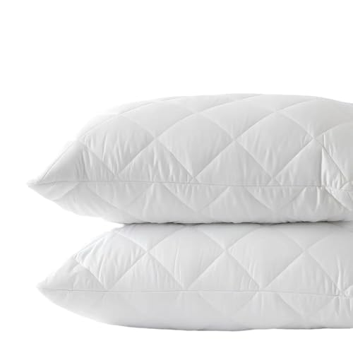 AmigoZone Pillows 2 Pack Extra Filled luxury bounce back bed Pack Hotel Quality Bed Pillow Pair Luxury Firm Support Side Sleeper Pillow Back Neck Pain Relief Support Pillows (Quilted, Pack of 2)