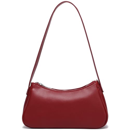 LACOMILA Small Shoulder Bag for Women Cute Mini Purse Trendy Vegan Leather Y2k Crescent Handbag (Red)