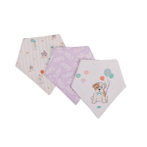 Image of abracadabra Cotton Jersey Drool Bibs (Set of 3) - Soft, Super Absorbent & Lightweight With Adjustable Snaps - Puppy Love
