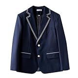WKDTWCOS Women Men Korea British Japanese School Uniform Outfit Girl Boy Anime Cosplay Costume Halloween Button Blazer Jacket (Blue Male,L,Large)