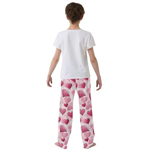 Valentine's Heart Long Pajama Pants Elastic Waist PJ Bottoms with Pockets S A1105874
