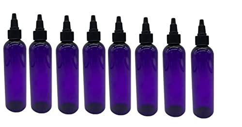 Natural Farms 4 oz Purple Cosmo BPA FREE Bottles - 8 Pack Empty Refillable Containers - Essential Oils - Hair - Aromatherapy | Black Twist Open/Close Cap - Made in the USA
