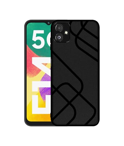 Image of Zig-Zag Black Line Design Premium 2D Printed Metal Back Case Cover for Samsung Galaxy F14 5G