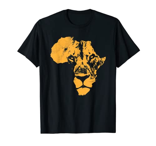 León africano Safari Cultura África Mapa Camiseta