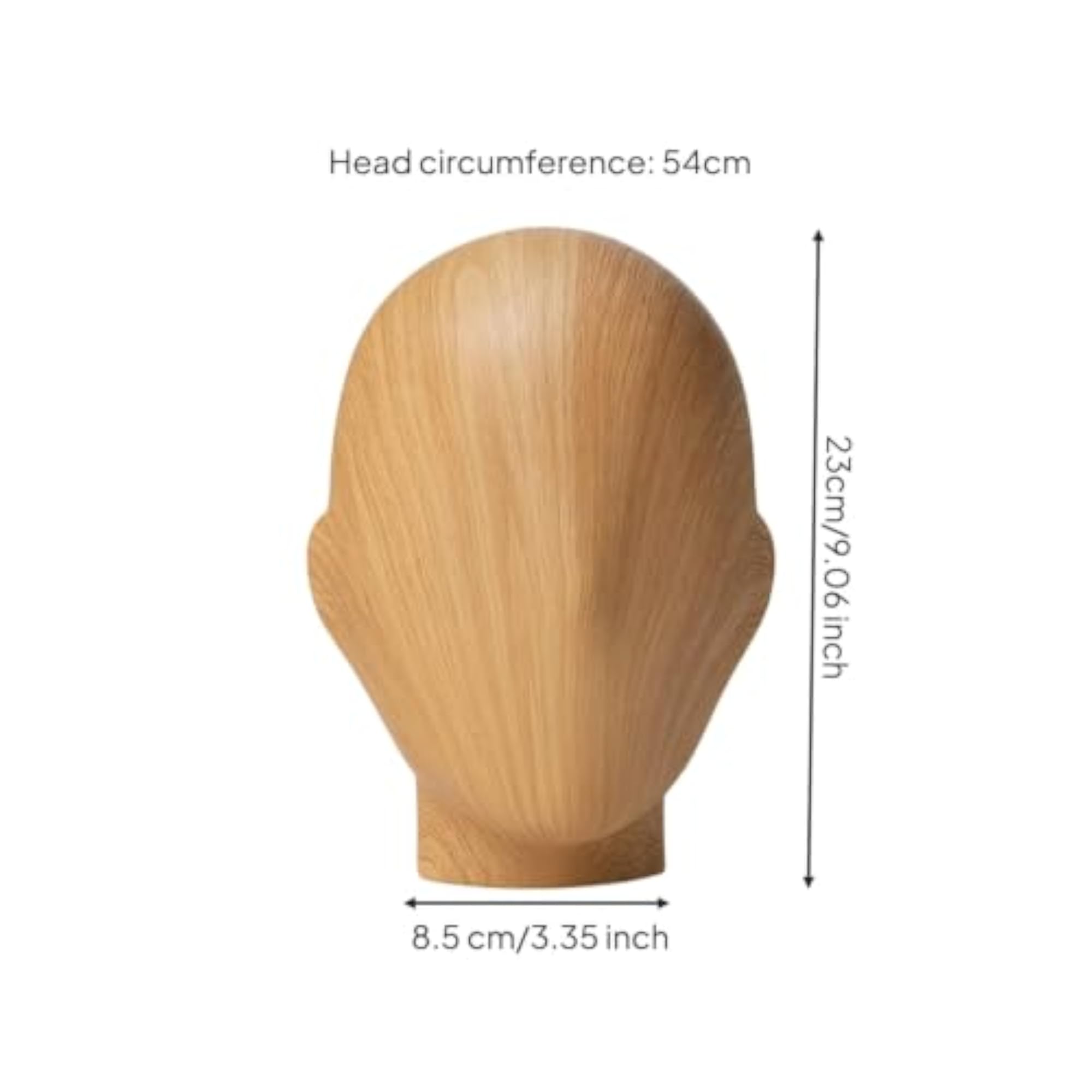 Wood-Grain Tabletop Mannequin Head Stand, Sturdy Display