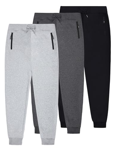 Gihuo 3 Pack Sweatpants for Men, Mens Sweatpants with Zipper Pockets, Joggers for Men