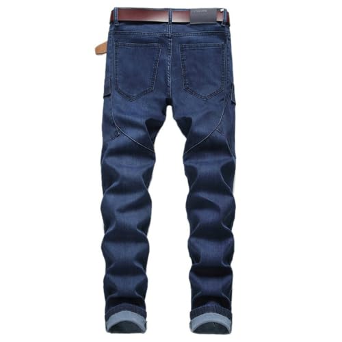 Jeans Pants Trouser Denim Multi Pocket Trendy Street Retro Blue Stretch Slim Fit Casual Commuter Straight Leg for Men4