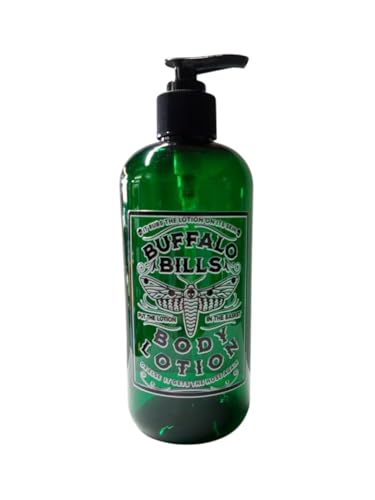 Silence of The Lambs Buffalo Body Lotion 16fl.oz. Apothecary Style Bottle with Pump Lid Horror Movie Home Décor Bathroom Gag Gift (Dark Apothecary Green)
