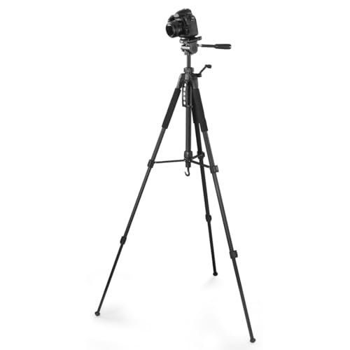 Hama Stativ Kamera Action 165 3D (Leichtes Fotostativ inkl. Handy-Halterung, Tripod mit 61-165cm H&ouml;he, Dreibeinstativ mit 3-Wege-Kopf, Spiegelreflexkamera Stativ f&uuml;r Canon/Nikon/Sony) schwarz