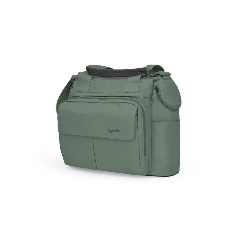 Inglesina Electa Dual Bag - Durable Pram Bag with Large Pockets, Double Zip Fastening, Detachable Clutch, Isothermal Pockets - Ideal Pram Organiser & Stroller Bag for Parents (Murray Green)