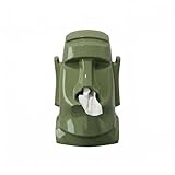 Creative Moai Tissue Box Holder with Headphone Holder, Suitable for Living Room, Bedroom and Other Desktop Storage Boxes, Green,Cream White, Black. (Medieval Green)