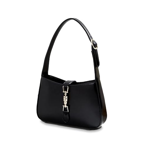 Minimalist Crescent Saddle Shoulder Bag, Clasp Closure