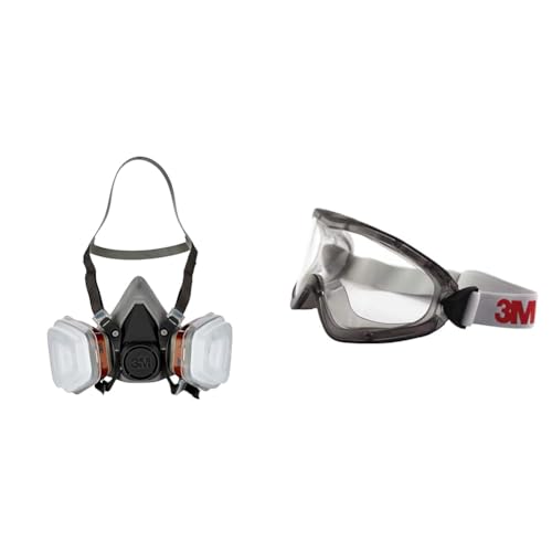3M 6002C - Kit de Demi-masque respiratoire gaz/vapeur & Lunettes-masque de sécurité 2890SA, Classic