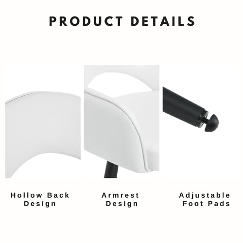 Butacos giratorios HEAH-YO, juego de 2 unidades, altura de asiento 27 pulgadas, con respaldo y patas metálicas, sillas modernas de cuero PU para isla de cocina, color blanco crema miniatura 6