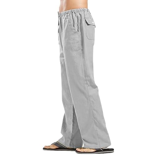 Mens Linen Renaissance Pants Loose Pleated Comfortable Breathable for Summer Casual
