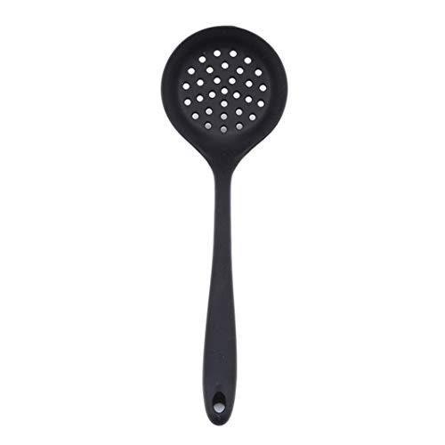 YouCY Non-Stick Colander Silicone Non-Stick Strainer Scoop Colander Slotted Spoon for Cooking Skimmer Spatula Cooking Spoon Strainer Filter Kitchen ToolBlack