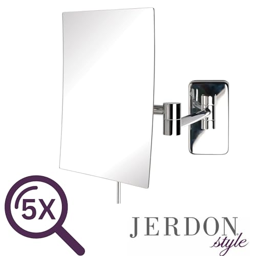 Jerdon JRT695C Wall Mount Makeup Mirror With 5X Magnification - 8.75 Inch X 6.5 Inch Rectangular Mirror Extends 14 Inch thumb #5